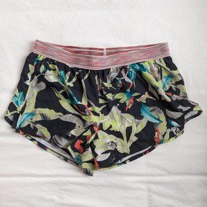 Avia Athletic Shorts Double Layer - Black Tropical Print - Size Large